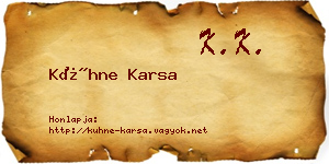 Kühne Karsa névjegykártya